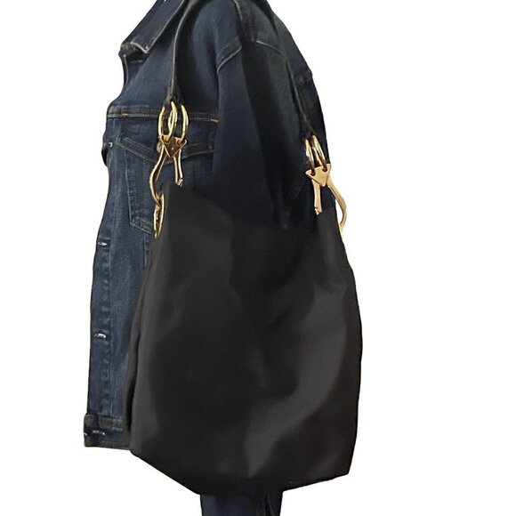 JPK Paris 75 Black Nylon with Leather Strap Gold Hardware Multi-Pocket Boho Bag - Picture 3 of 15